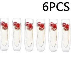 Plates u0026 More Küche & Esszimmer-Doppelwandige Champagnergläser - 6-teiliges Hochzeitsset