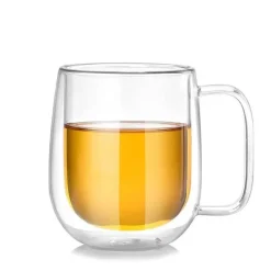 Tom Küche & Esszimmer-Doppelwandige Tee-/Kaffeetasse aus Glas – Getränkebecher im Kungfu-Stil