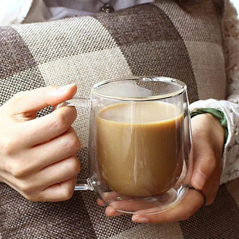 Tom Küche & Esszimmer-Doppelwandiger Kaffeebecher aus Borosilikatglas – hitzebeständiger Becher