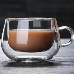 Tom Küche & Esszimmer-Doppelwandiger Kaffeebecher aus Borosilikatglas – hitzebeständiger Becher