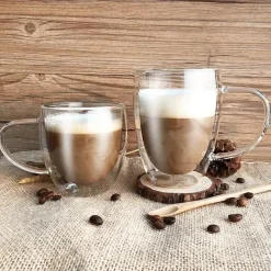 Plates u0026 More Küche & Esszimmer-Doppelwandiges Glasset – Isolierbecher für Whisky, Wein, Bier, Milch, Tee