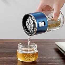 The Cozy Mug Küche & Esszimmer-Doppelwandiges Tee-Ei aus Glas – vielseitige Thermoskanne für heiße und kalte Getränke