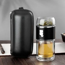 The Cozy Mug Küche & Esszimmer-Doppelwandiges Tee-Ei aus Glas – vielseitige Thermoskanne für heiße und kalte Getränke