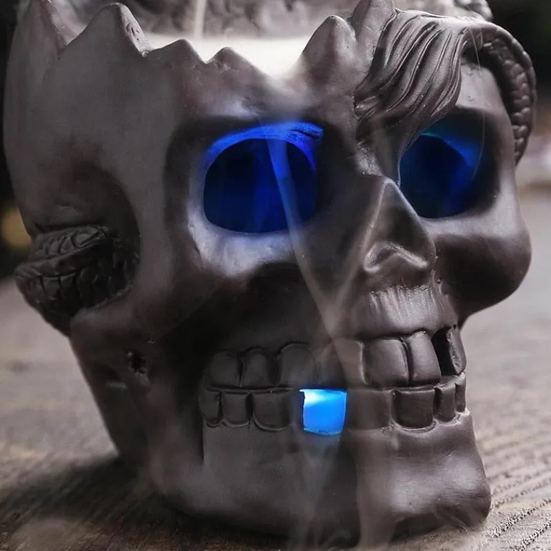 The Gilded Nest Beleuchtung-Drachenschädel LED Räuchergefäß - Gothic Home Decor Aromatherapie Diffusor