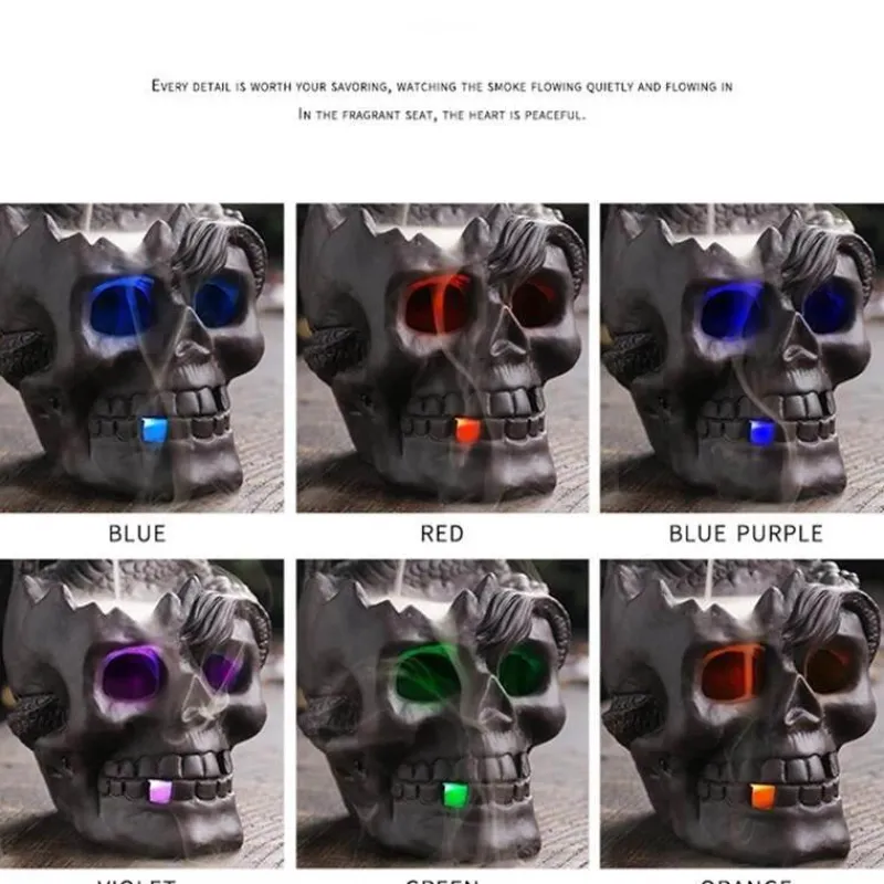 The Gilded Nest Beleuchtung-Drachenschädel LED Räuchergefäß - Gothic Home Decor Aromatherapie Diffusor