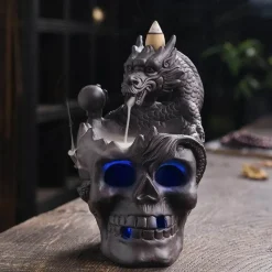 The Gilded Nest Beleuchtung-Drachenschädel LED Räuchergefäß - Gothic Home Decor Aromatherapie Diffusor