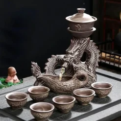 Brew Bliss Küche & Esszimmer-Drachen-Teeservice aus Keramik – Tragbares traditionelles Teeservice