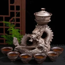 Brew Bliss Küche & Esszimmer-Drachen-Teeservice aus Keramik – Tragbares traditionelles Teeservice