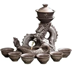 Brew Bliss Küche & Esszimmer-Drachen-Teeservice aus Keramik – Tragbares traditionelles Teeservice