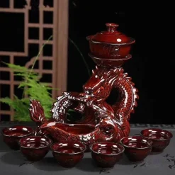 Brew Bliss Küche & Esszimmer-Drachen-Teeservice aus Keramik – Tragbares traditionelles Teeservice