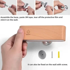 Comfort u0026 Style Beleuchtung-Drehbare magnetische LED-Nachtlampe - wiederaufladbare Schreibtischlampe aus Holz