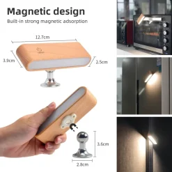 Comfort u0026 Style Beleuchtung-Drehbare magnetische LED-Nachtlampe - wiederaufladbare Schreibtischlampe aus Holz