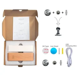 Comfort u0026 Style Beleuchtung-Drehbare magnetische LED-Nachtlampe - wiederaufladbare Schreibtischlampe aus Holz