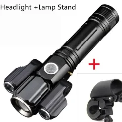 Decor Fahrräder & Verkehr-Drehbare, wiederaufladbare Taschenlampe mit drei Köpfen – vielseitige Außenbeleuchtung