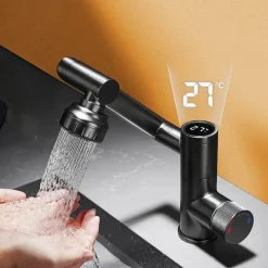 The Blissful Bath Badezimmer-Drehbarer Badezimmerhahn – Japanisches Design mit Digitalanzeige