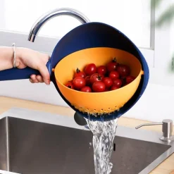 Deco Küche & Esszimmer-Drehbarer doppellagiger Abtropfkorb - Multifunktionaler Küchenorganizer