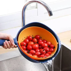 Deco Küche & Esszimmer-Drehbarer doppellagiger Abtropfkorb - Multifunktionaler Küchenorganizer