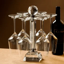 Timeless Touch Küche & Esszimmer-Drehbarer Weinglashalter aus Kristallglas – Eleganter Ständer für Trinkgefäße