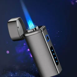 The Outdoor Vault Outdoor-Artikel|Heimwerkzeuge-Dreiflammiges USB-Taschenfeuerzeug – winddichtes, wiederaufladbares Jet-Feuerzeug