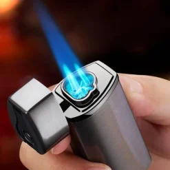 The Outdoor Vault Outdoor-Artikel|Heimwerkzeuge-Dreiflammiges USB-Taschenfeuerzeug – winddichtes, wiederaufladbares Jet-Feuerzeug