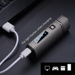 The Outdoor Vault Outdoor-Artikel|Heimwerkzeuge-Dreiflammiges USB-Taschenfeuerzeug – winddichtes, wiederaufladbares Jet-Feuerzeug