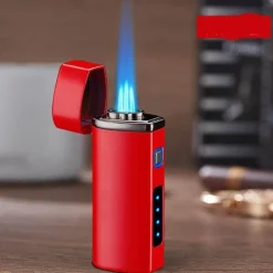 The Outdoor Vault Outdoor-Artikel|Heimwerkzeuge-Dreiflammiges USB-Taschenfeuerzeug – winddichtes, wiederaufladbares Jet-Feuerzeug