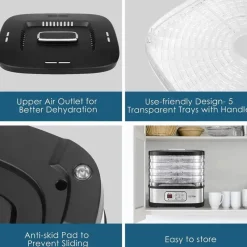 Adventure Basecamp Camping-Werkzeuge|Küche & Esszimmer-Dörrgerät – 5 Tabletts, 72-Stunden-Timer und Temperaturregelung