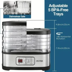 Adventure Basecamp Camping-Werkzeuge|Küche & Esszimmer-Dörrgerät – 5 Tabletts, 72-Stunden-Timer und Temperaturregelung