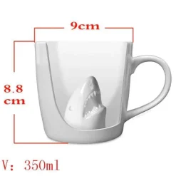 Plates u0026 More Küche & Esszimmer-3D-Tasse mit Hai-Attacke – lustige Keramik-Kaffeetasse für das Homeoffice