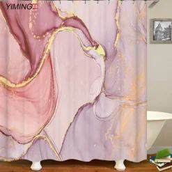 Aqua Essence Badezimmer-Duschvorhang aus errötendem Marmor – Elegantes Badezimmerdekor