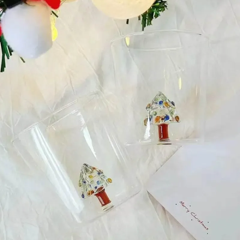 Plates u0026 More Küche & Esszimmer-3D-Weihnachtsbaumbecher aus Rosenglas – Weihnachtsgeschenk-Dekoration