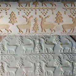 The Culinary Kit Küche & Esszimmer-3D-Weihnachts-Nudelholz aus Holz – Weihnachts-Backwerkzeug