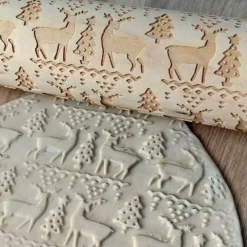 The Culinary Kit Küche & Esszimmer-3D-Weihnachts-Nudelholz aus Holz – Weihnachts-Backwerkzeug