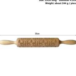 The Culinary Kit Küche & Esszimmer-3D-Weihnachts-Nudelholz aus Holz – Weihnachts-Backwerkzeug