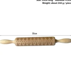 The Culinary Kit Küche & Esszimmer-3D-Weihnachts-Nudelholz aus Holz – Weihnachts-Backwerkzeug