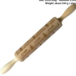 The Culinary Kit Küche & Esszimmer-3D-Weihnachts-Nudelholz aus Holz – Weihnachts-Backwerkzeug