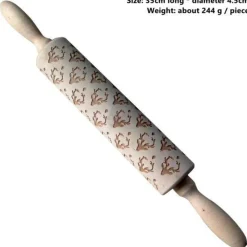 The Culinary Kit Küche & Esszimmer-3D-Weihnachts-Nudelholz aus Holz – Weihnachts-Backwerkzeug