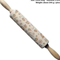 The Culinary Kit Küche & Esszimmer-3D-Weihnachts-Nudelholz aus Holz – Weihnachts-Backwerkzeug