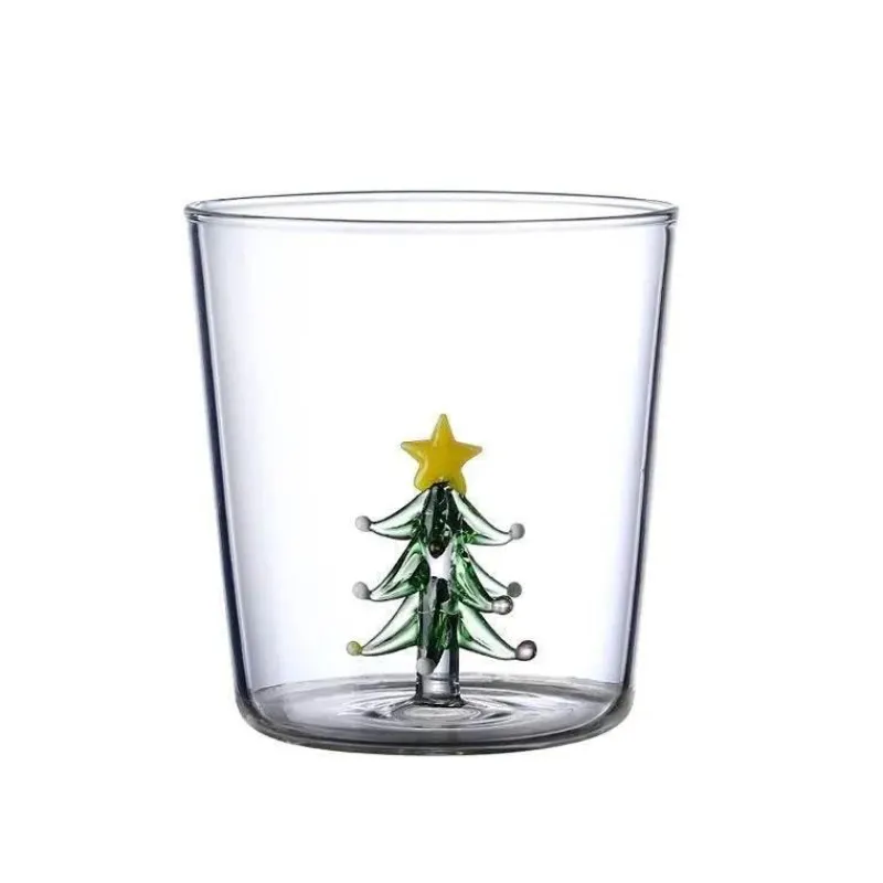 Plates u0026 More Küche & Esszimmer-3D-Weinglas mit Weihnachtsbaum – 300 ml, Trinkgeschirr für die Feiertage, Geschenk