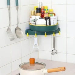 Tranquil Waters Badezimmer|Küche & Esszimmer-Eck-Küchen-Organizer – Dreieckiges Lagerregal zur Wandmontage