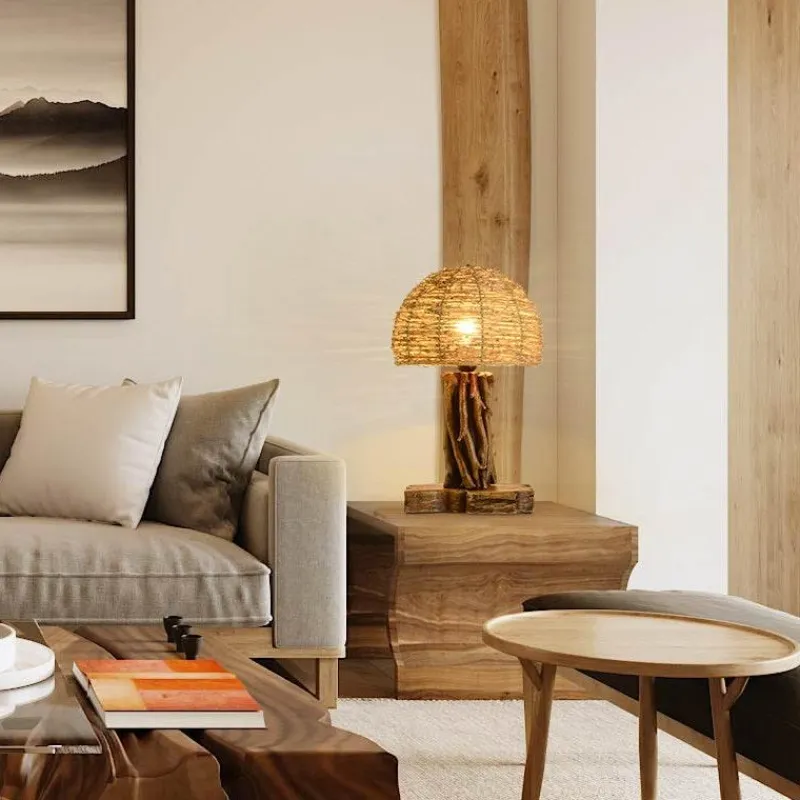 Glow u0026 Shade Beleuchtung-Eco-Friendly NaturalWeave Table Lamp - Sustainable Design