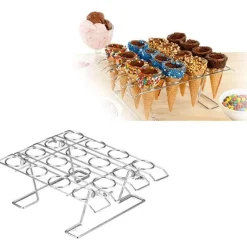 Tom Küche & Esszimmer-Edelstahl Eistüte Rack DIY Cupcake Halter Display
