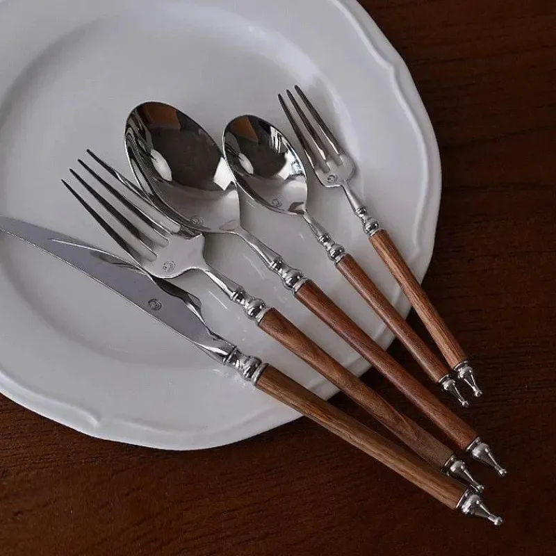 Feast u0026 Flair Küche & Esszimmer-Edelstahl-Geschirrset - 5-teilig mit Holzgriff