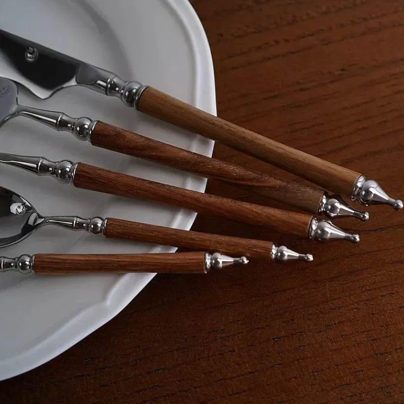 Feast u0026 Flair Küche & Esszimmer-Edelstahl-Geschirrset - 5-teilig mit Holzgriff