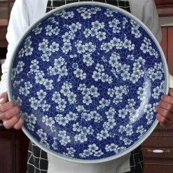 Elegance at the Table Küche & Esszimmer-Edler blau-weißer Servierteller aus Porzellan – chinesisches Geschirr für Pasta und Braten