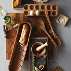 The Decor Haven Küche & Esszimmer-Eier-Aufbewahrungsbox aus Holz – Rustikaler Küchen-Organizer