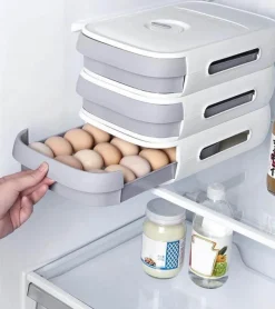 Space Savvy Küche & Esszimmer-Eieraufbewahrungsschublade - Stapelbarer Kühlschrank-Organizer