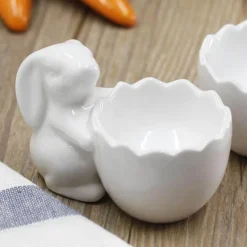 The Decor Haven Küche & Esszimmer-Eierhalter-Set aus Keramik – süße Frühstückshalter in Tierform, 2 Stück