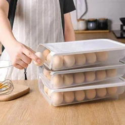 The Decor Haven Küche & Esszimmer-Eier-Organizer – automatisch rollender Aufbewahrungsbehälter