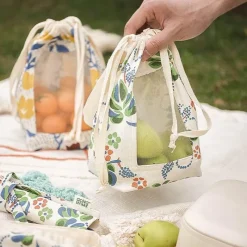 Space Savvy Küche & Esszimmer-Einkaufstasche aus Baumwollleinen – Aufbewahrungslösung im pastoralen Stil